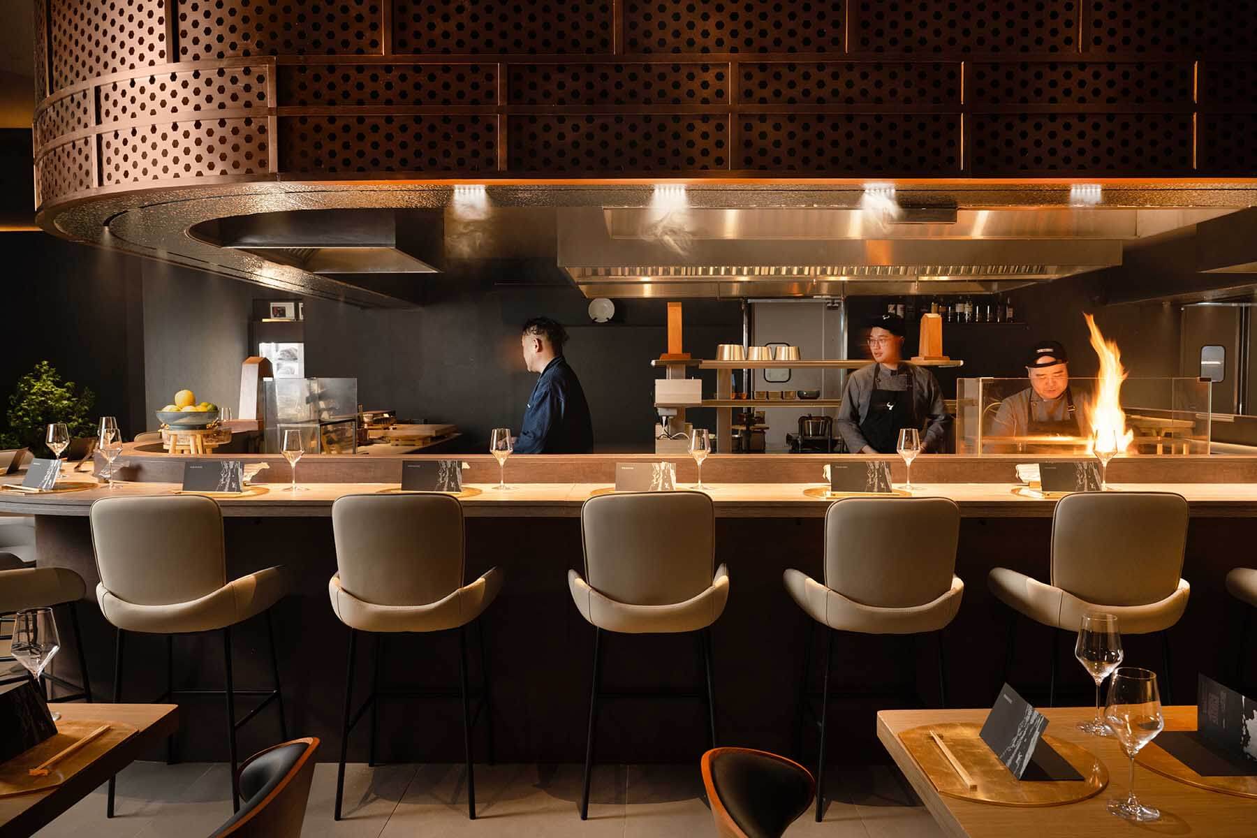 Chef’s Counter omakase seating at Togyushi, a Japanese Wagyu restaurant in Midtown Manhattan